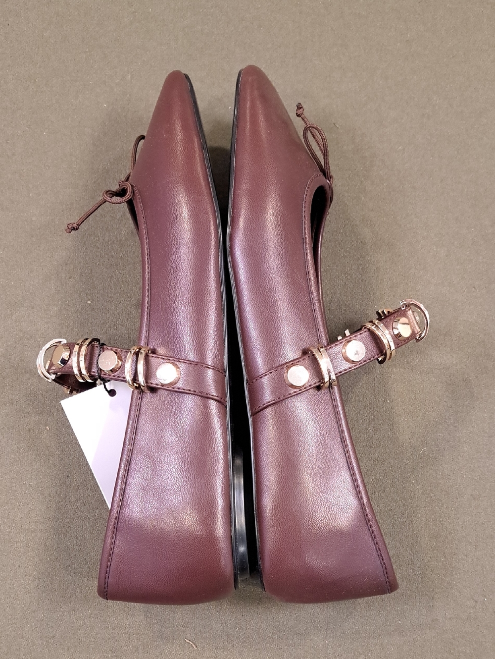 Mango Ballet flat w/ metallic strap details - Color: Burgundy/Gold - Size: EU42 - Picture 8 of 11